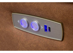 Pachino Fabric Powered Reclining Armchair with Pocket Sprung Seating & USB Ports – Saddle Brown