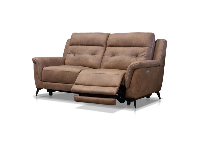 Pachino Fabric Powered Recliner 2PP Sofa with Pocket Sprung Seating & USB Ports – Saddle Brown