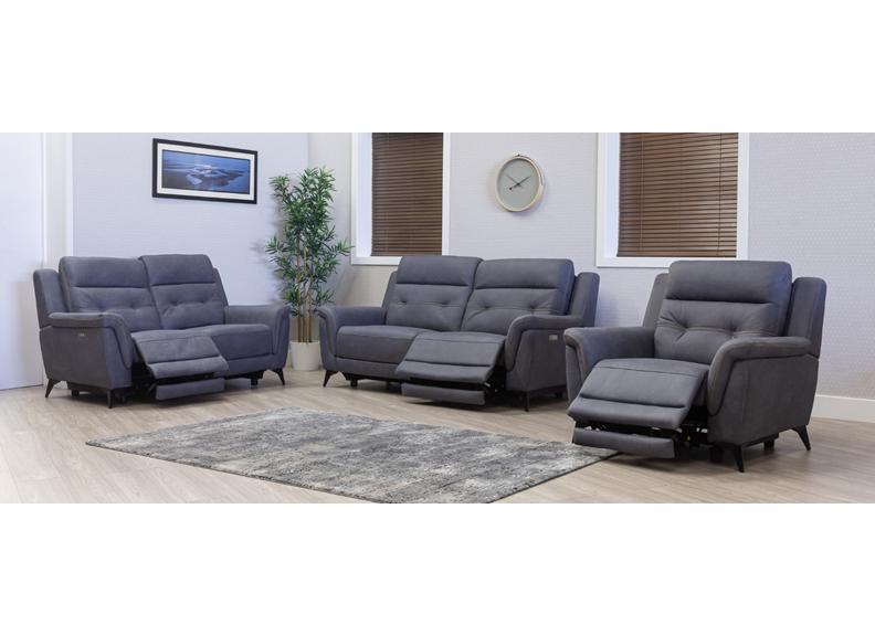 Pachino Fabric Powered Reclining Armchair with Pocket Sprung Seating & USB Ports – Slate Blue