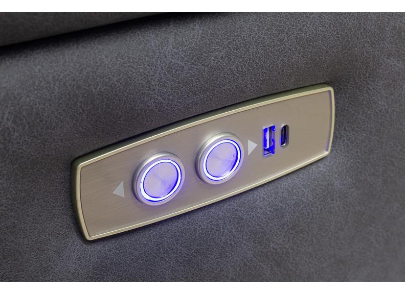 Pachino Fabric Powered Reclining Armchair with Pocket Sprung Seating & USB Ports – Slate Blue