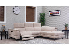 Natalia Fabric Chaise Sofa with Powered Recline & Adjustable Headrests – Luxury Comfort Corner Lounger