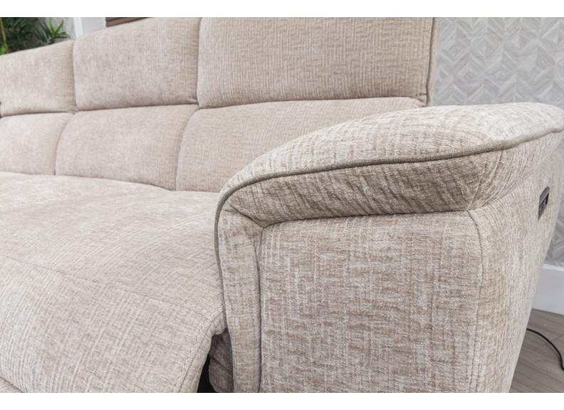 Natalia Fabric Chaise Sofa with Powered Recline & Adjustable Headrests – Luxury Comfort Corner Lounger