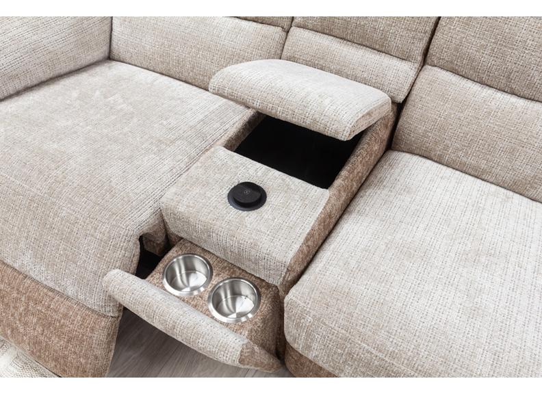 Durban Fabric Modular Sectional Sofas with Dual-Tone Upholstery & Optional Power Recline & Console