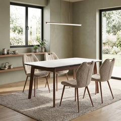 Turin Walnut Dining Set with Mocha Chairs