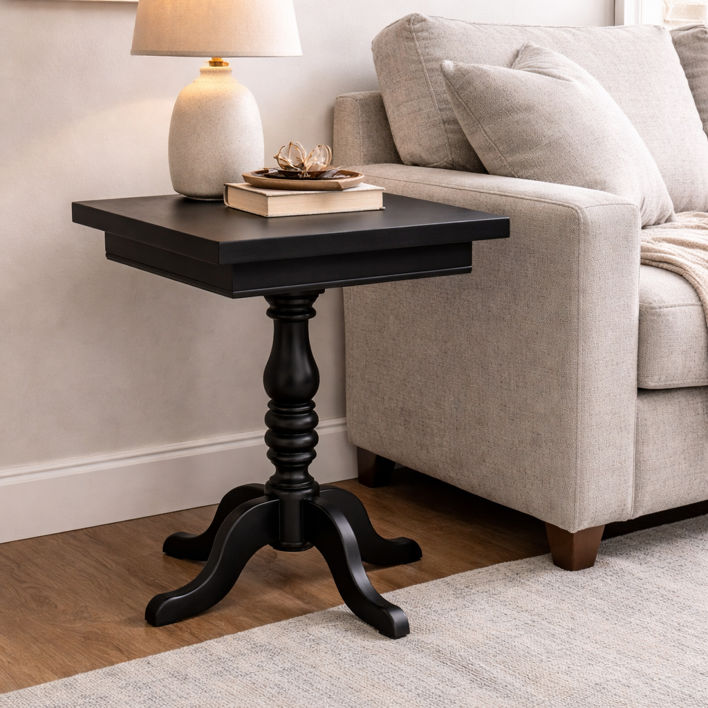 Handcrafted Painted Pedestal Lamp Table – Floor Model