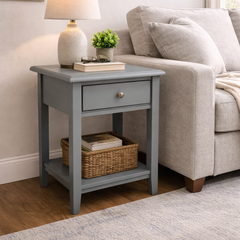 Handcrafted Painted Lamp Table with Shelf – Floor Model