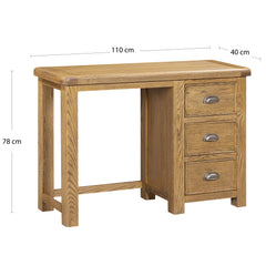 Dorchester Oak Dressing Table, Vanity Mirror & Stool