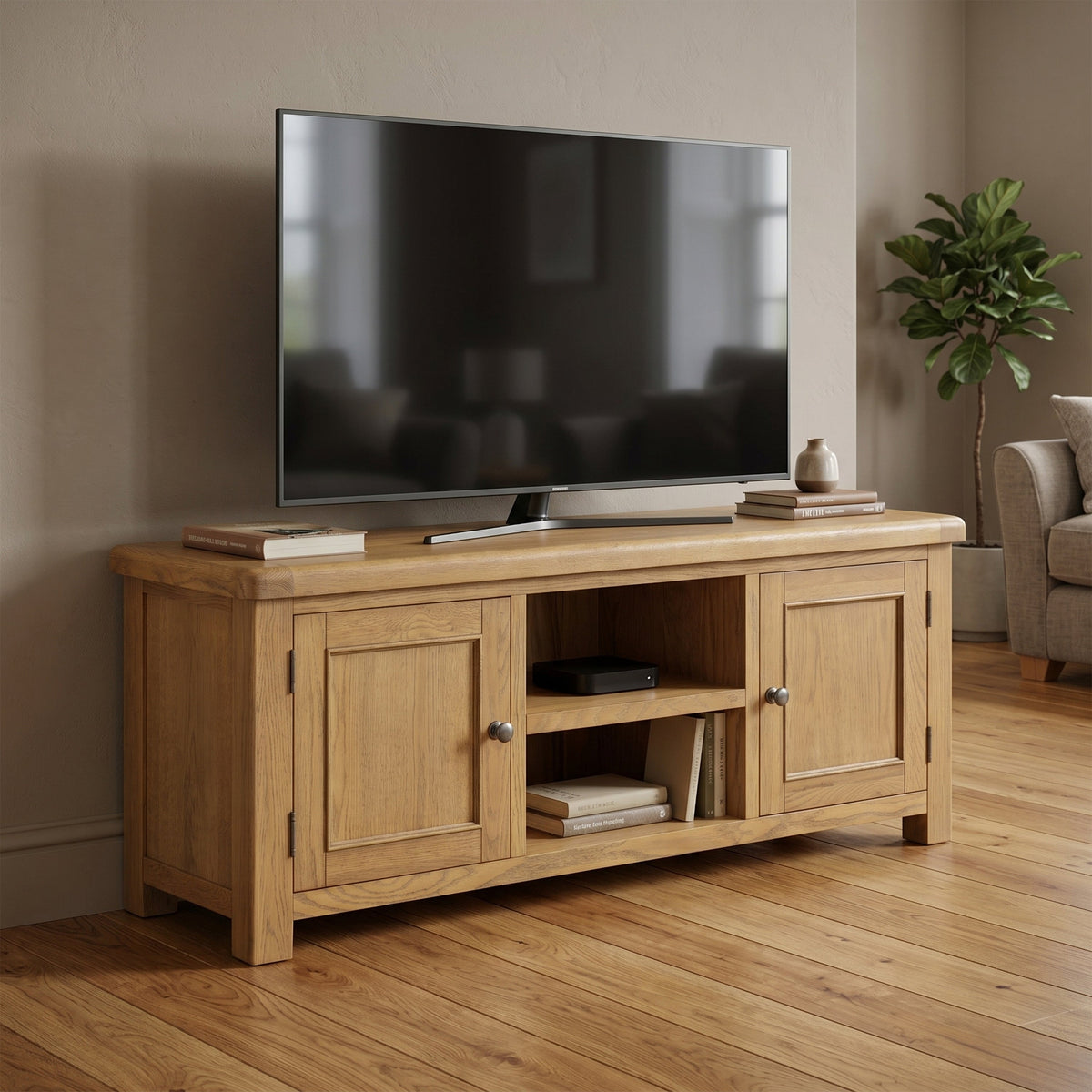 Dorchester Oak Large TV Unit with 2 drawers