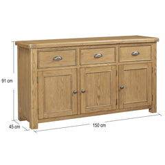 Dorchester Oak 3 Door Sideboard