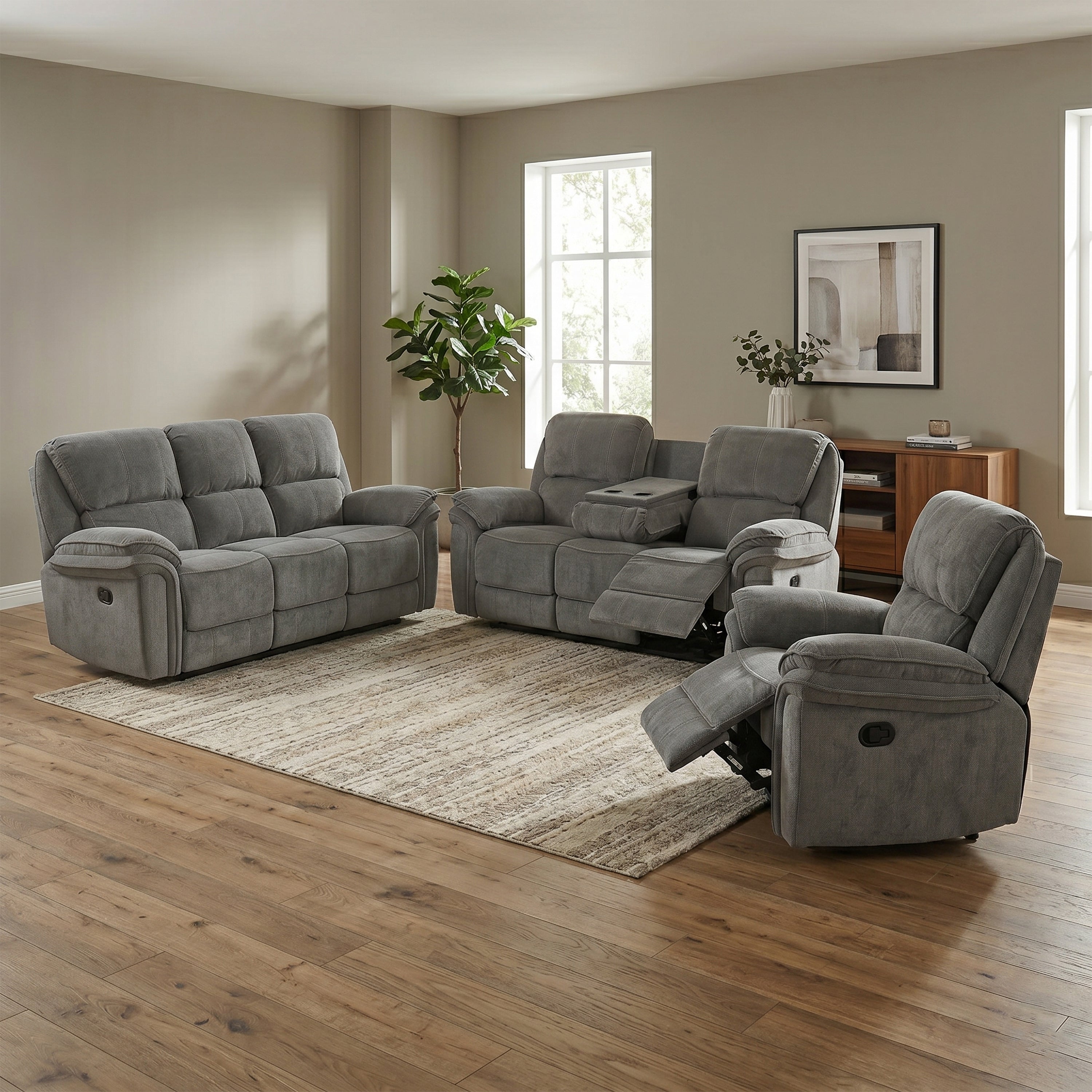 Westbury 3 Seater Manual Recliner Stone