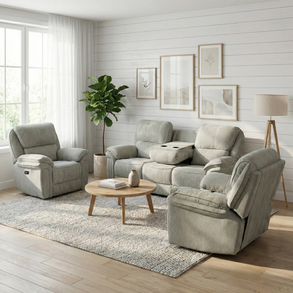 Westbury Electric Reclining 3+1+1 Suite Beige