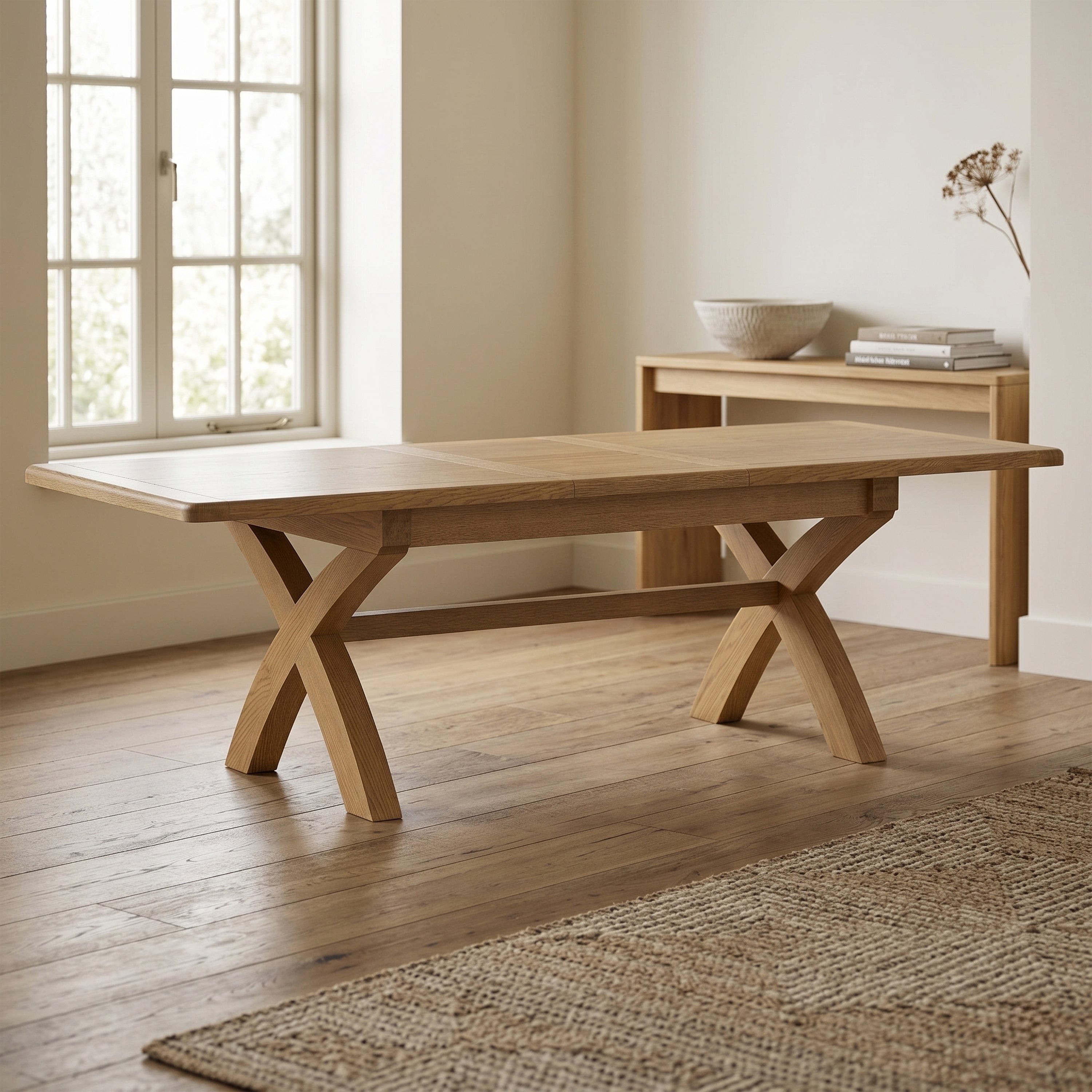 Dorchester Oak Cross Leg Dining Table 200cm Extension