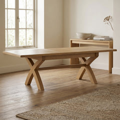 Dorchester Oak Cross Leg Dining Table 200cm Extension