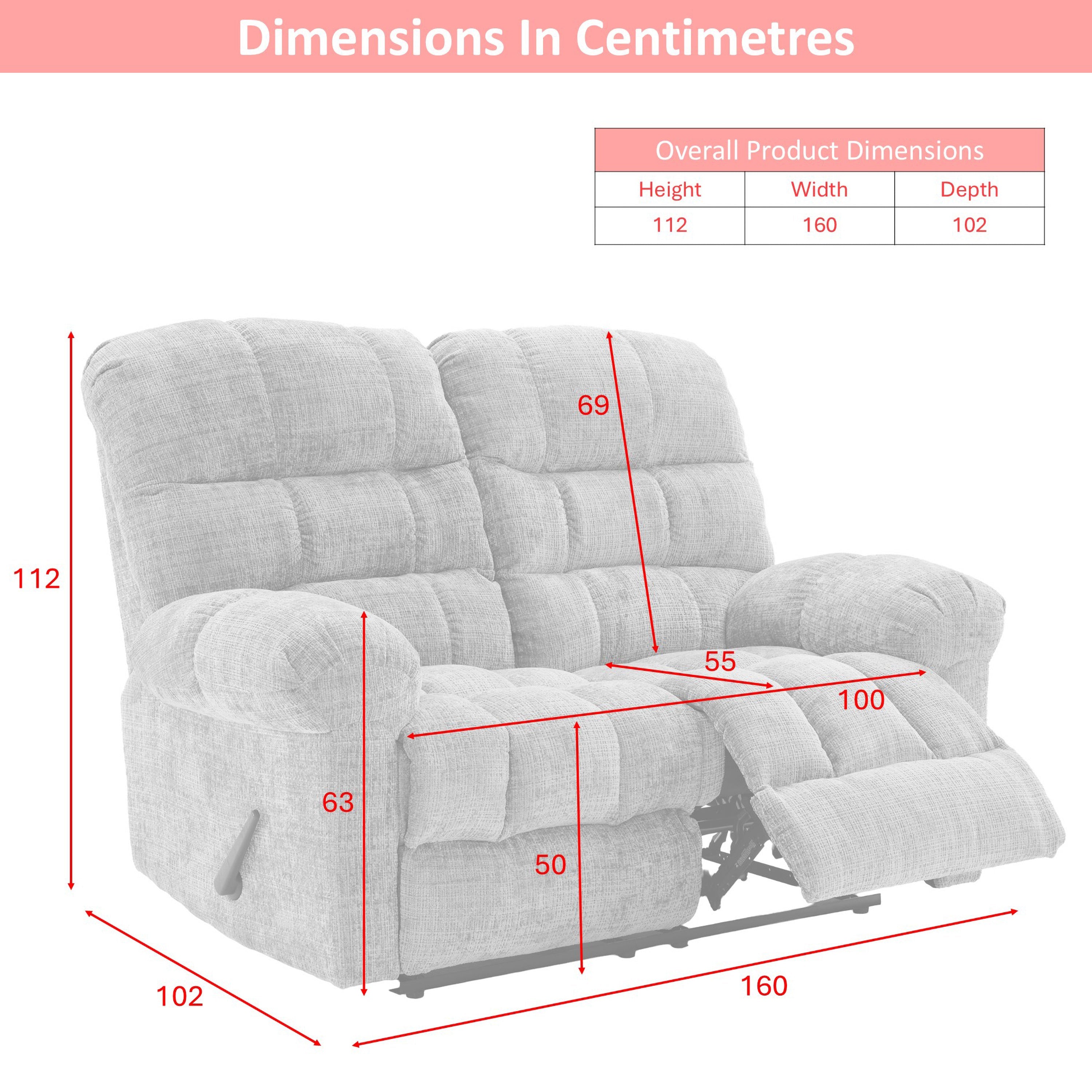 Cloud 2 Seater Recliner Beige