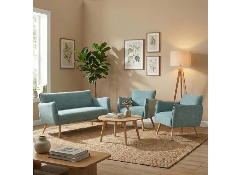 Piper 2+1+1 Teal Fabric