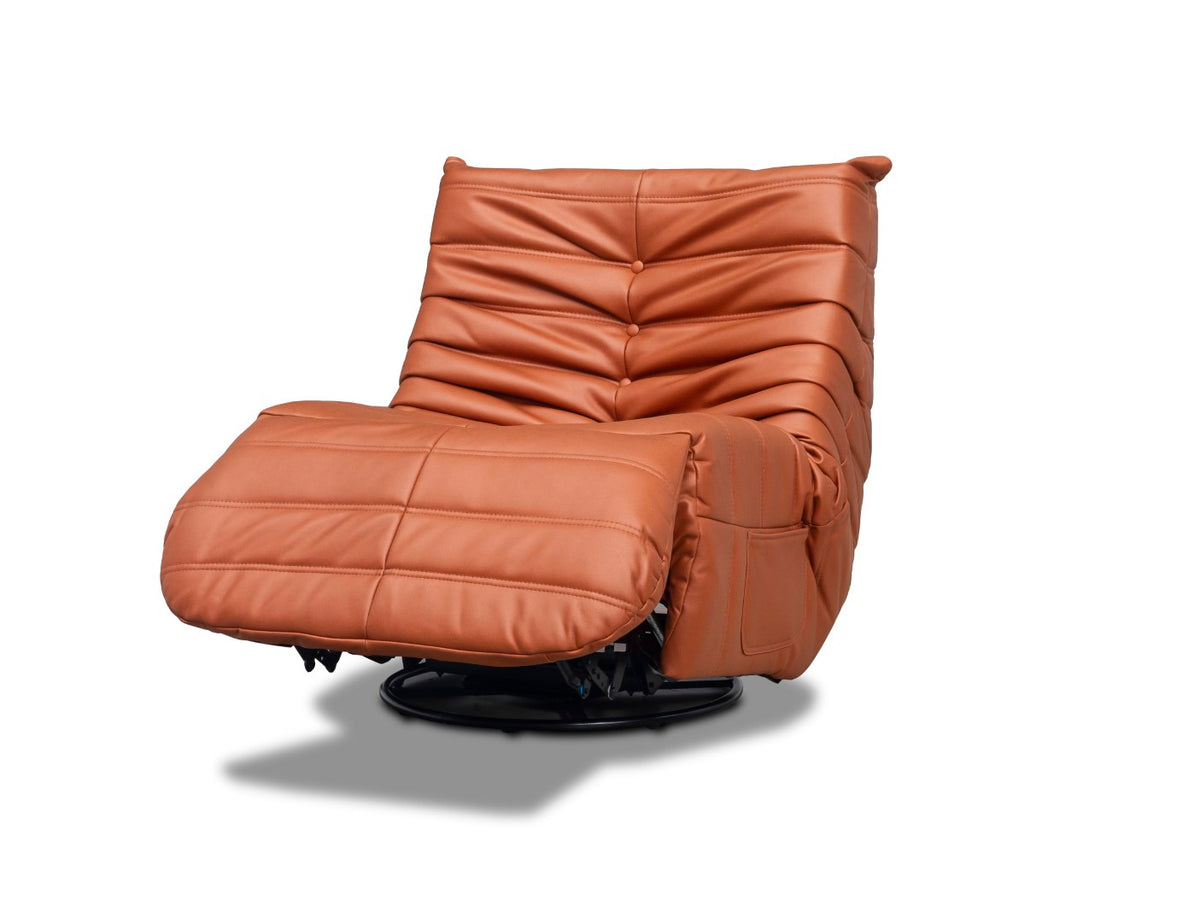 Capri Swivel Rocker Recliner Chair – Modern Reclining Accent Chair in Pumpkin