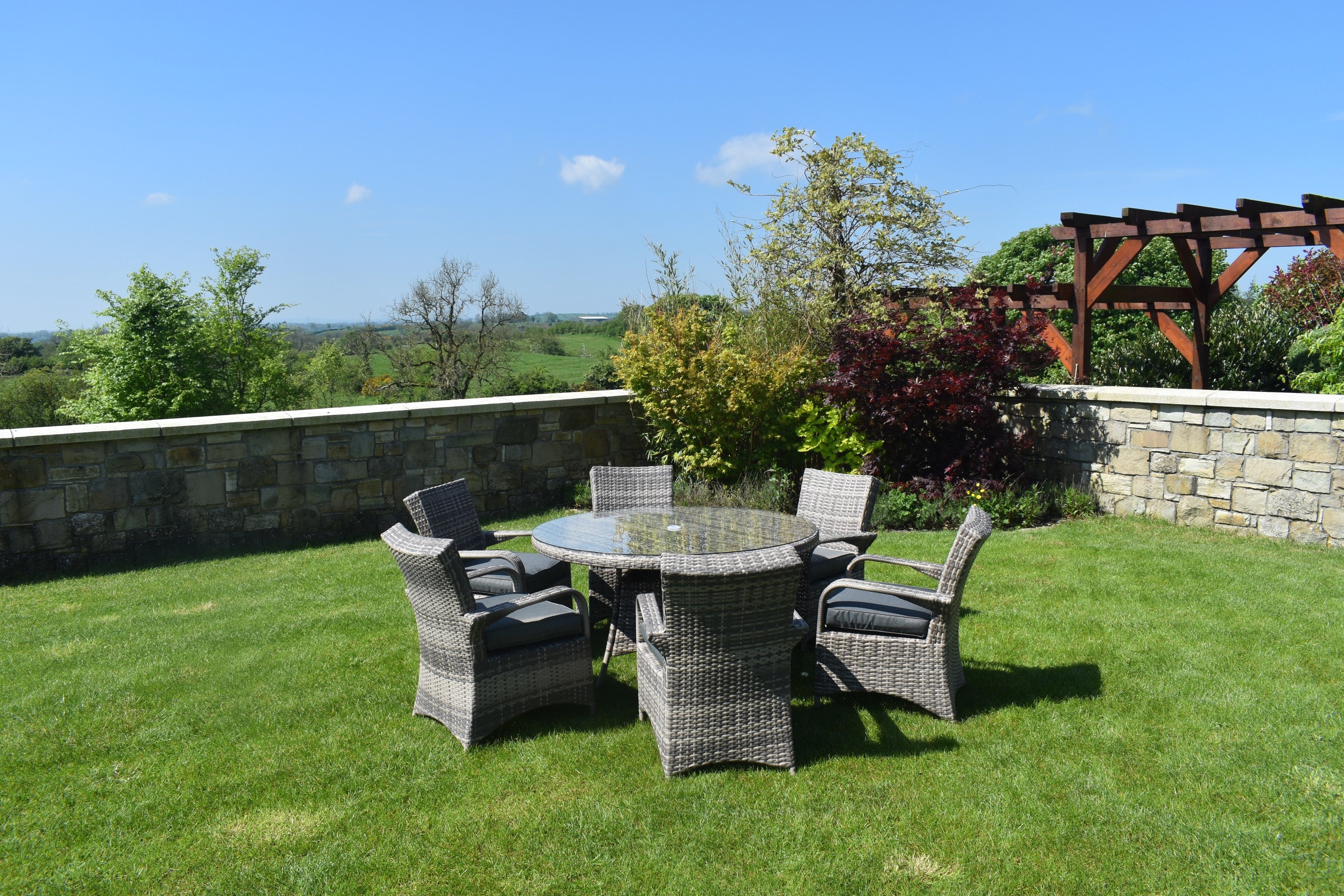 Majorca Dining Set - Round Patio Dining Set With Glass Top