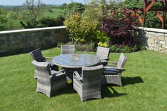 Majorca Dining Set - Round Patio Dining Set With Glass Top