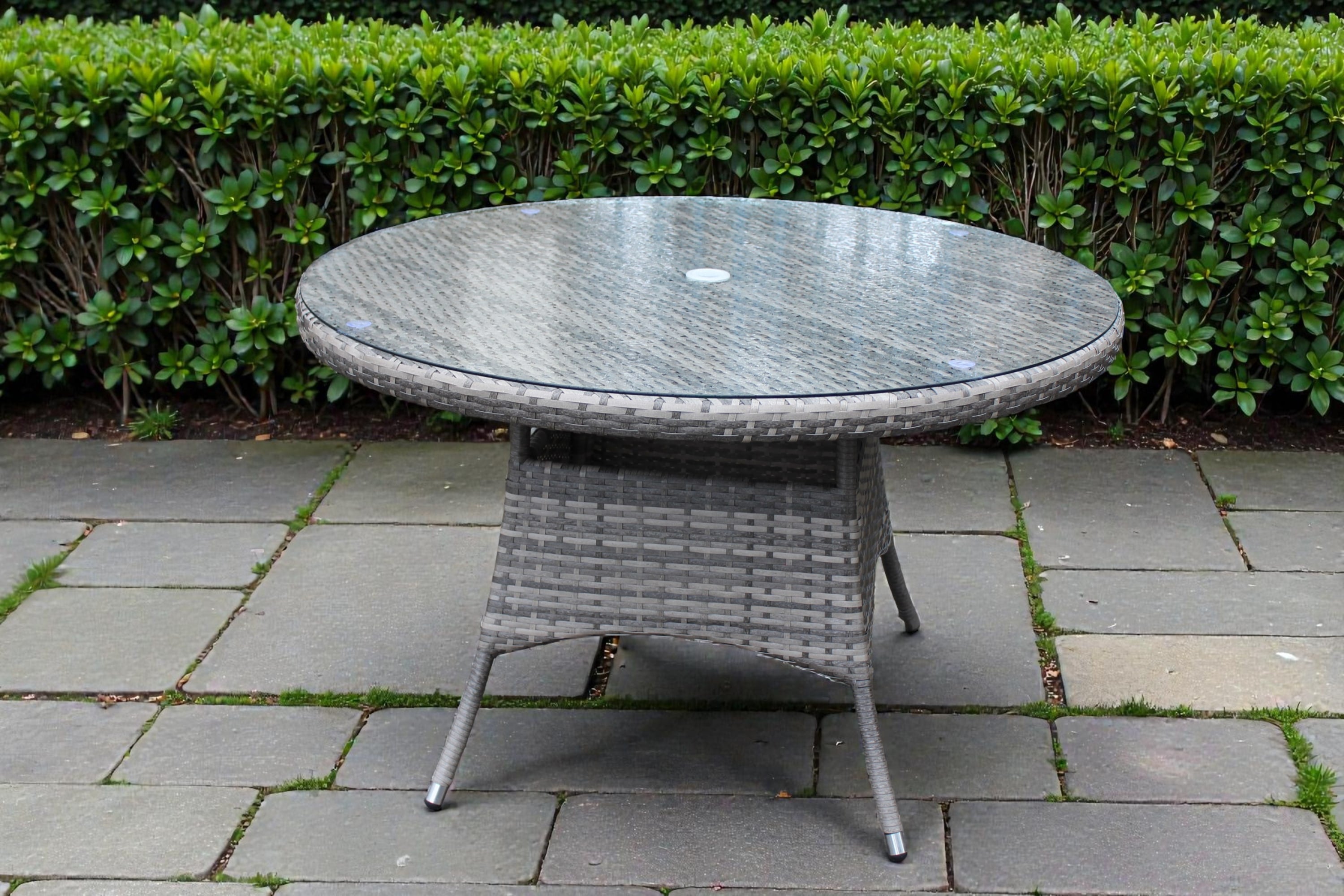 Majorca Dining Set - Round Patio Dining Set With Glass Top