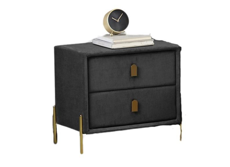 Waterford Grey Fabric Bedside – Modern Upholstered Two Drawer Bedside