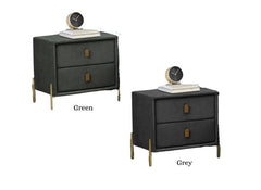 Waterford Green Fabric Bedside – Modern Upholstered Two Drawer Bedside