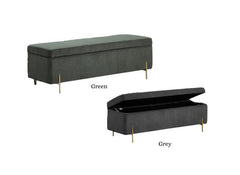 Waterford Green Fabric Blanket Box – Modern Upholstered Storage Box with Lift-Up Lid