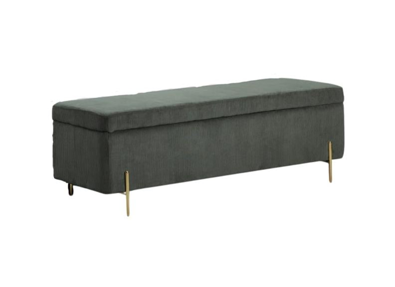 Waterford Green Fabric Blanket Box – Modern Upholstered Storage Box with Lift-Up Lid