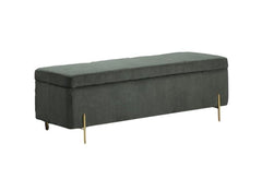 Waterford Green Fabric Blanket Box – Modern Upholstered Storage Box with Lift-Up Lid