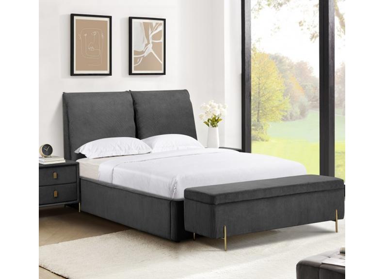 Waterford Grey Fabric Bedside – Modern Upholstered Two Drawer Bedside