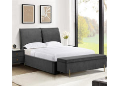 Waterford Grey Fabric Bedside – Modern Upholstered Two Drawer Bedside