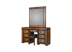 Paris Dark Wood Vanity Set With Carved Leaf Motif – Classic Luxury Bedroom Dressing Set