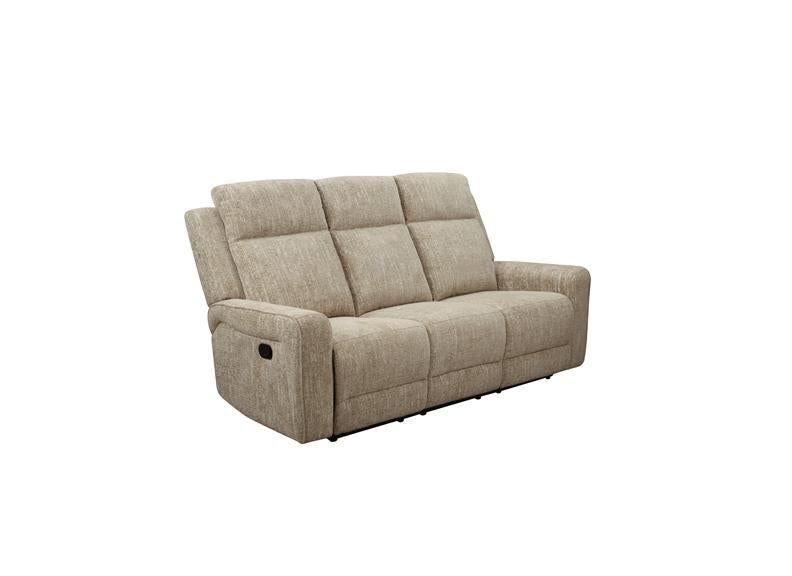 Harper Manual Reclining 3RR Sofa In A Beige Fabric – Comfortable Push-Back Reclining Sofa