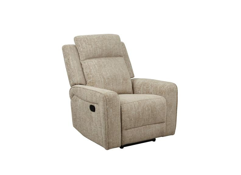 Harper Manual Reclining Armchair In A Beige Fabric – Comfortable Push-Back Reclining Armchair
