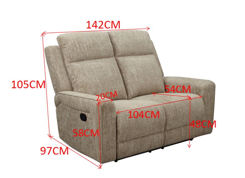 Harper Manual Reclining 2RR Sofa In A Beige Fabric – Comfortable Push-Back Reclining Armchair
