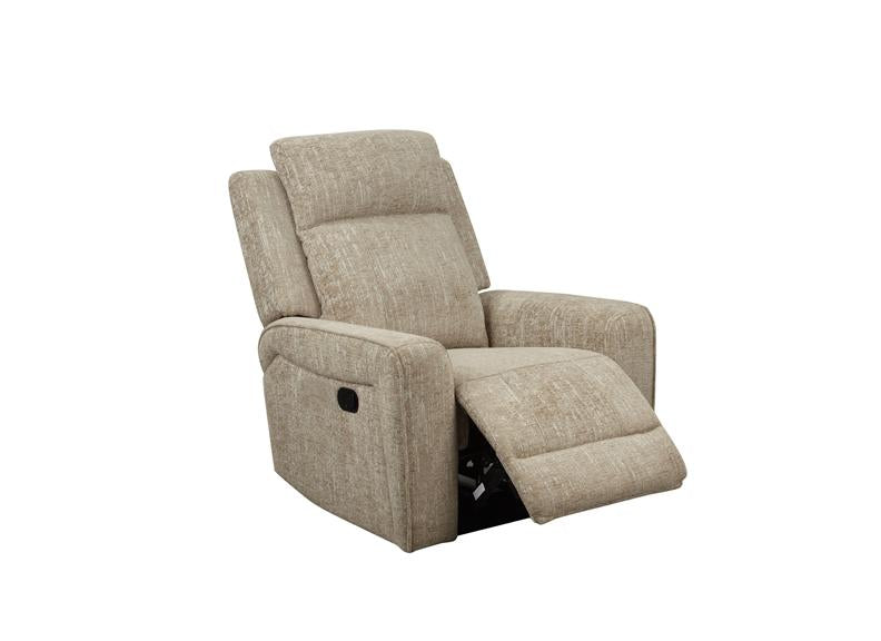 Harper Manual Reclining Armchair In A Beige Fabric – Comfortable Push-Back Reclining Armchair