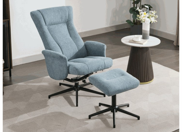 Apero Fabric Manual Reclining TV Chairs W/Footstool