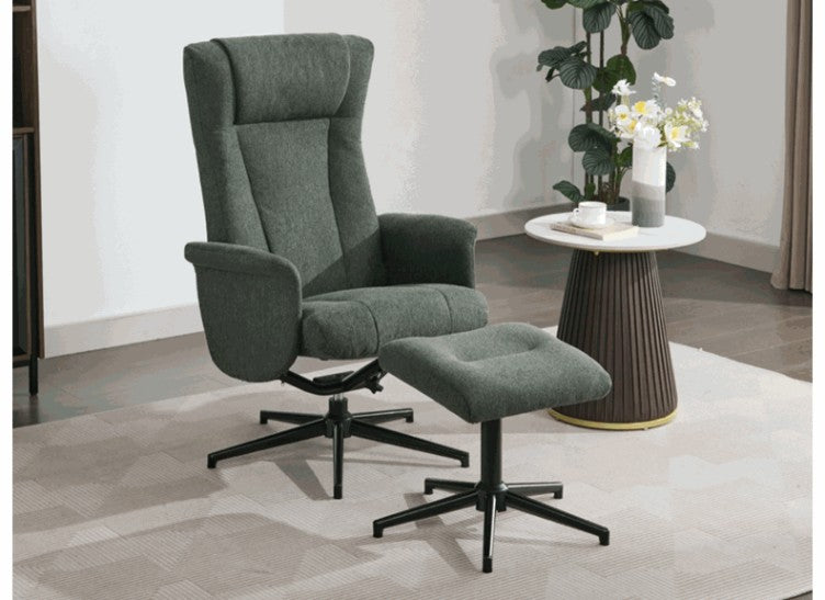 Apero Fabric Manual Reclining TV Chairs W/Footstool
