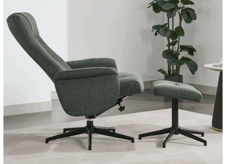 Apero Fabric Manual Reclining TV Chairs W/Footstool