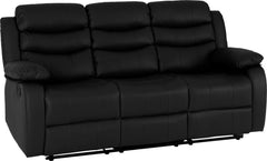 Roma 3 Seater Recliner Sofa Black Faux Leather - image 2