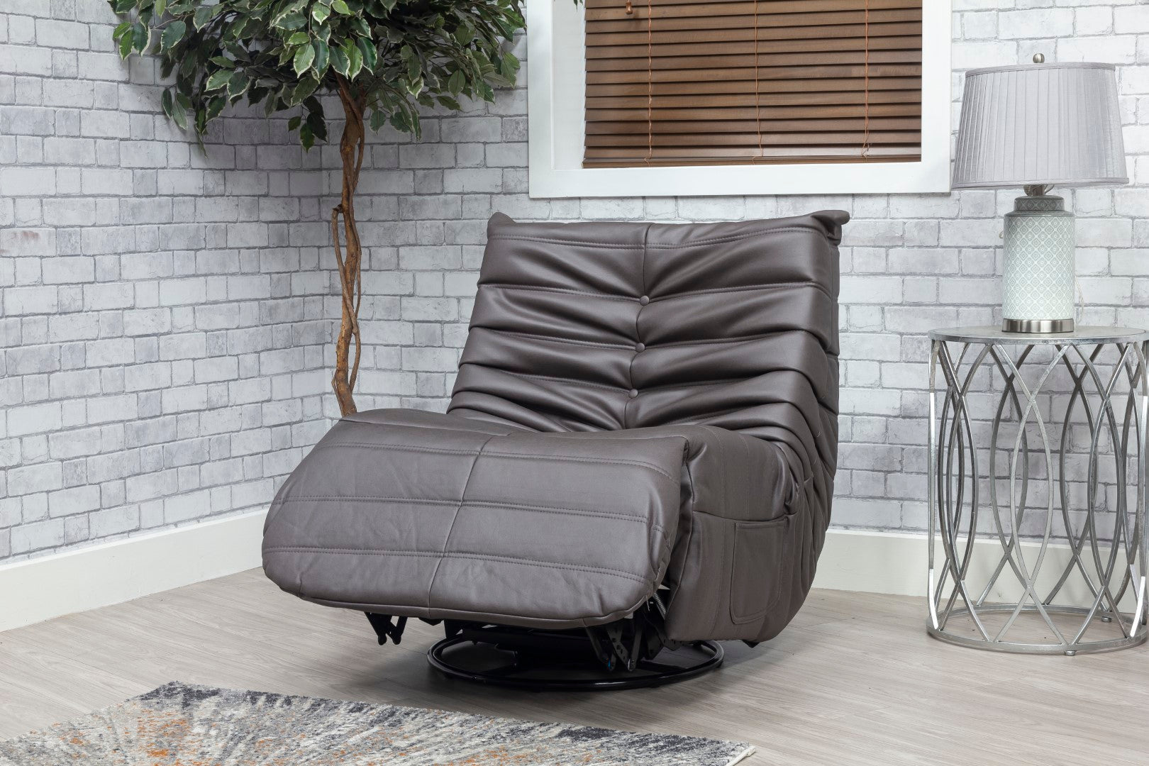 Capri Swivel Rocker Recliner Chair – Modern Reclining Accent Chair in Dark Grey
