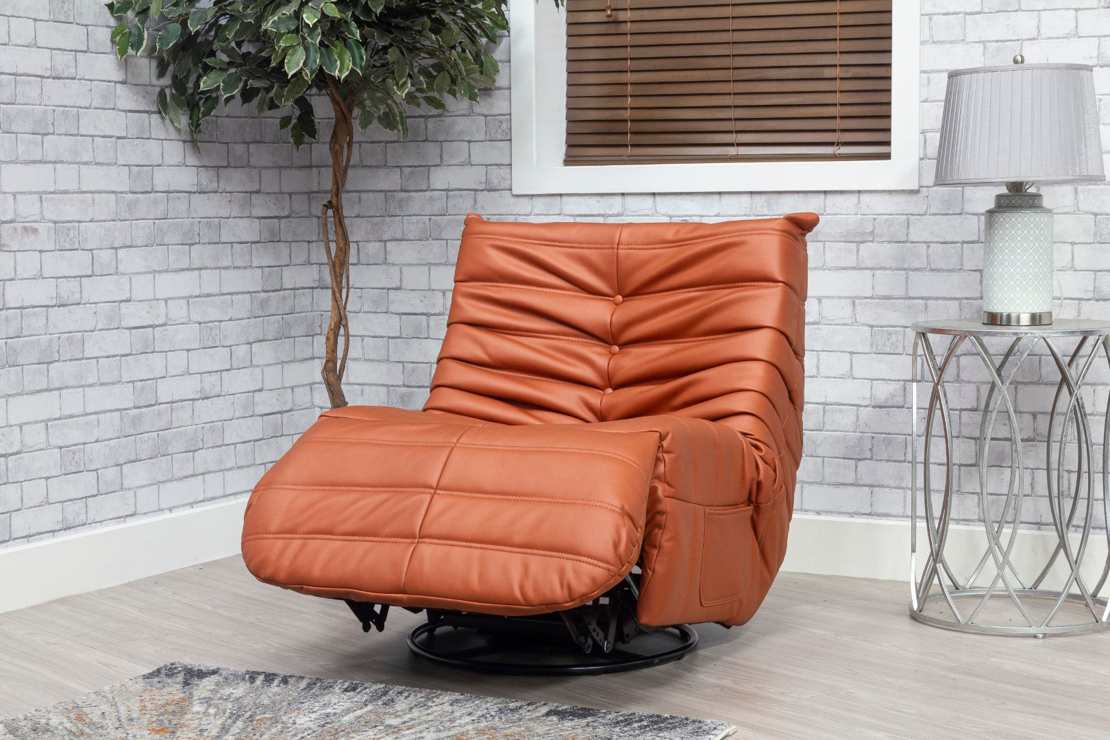 Capri Swivel Rocker Recliner Chair – Modern Reclining Accent Chair in Pumpkin