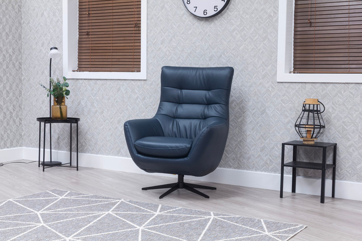 Orbit Occasional Swivel Chair – Modern Lounge Accent Chair in Navy