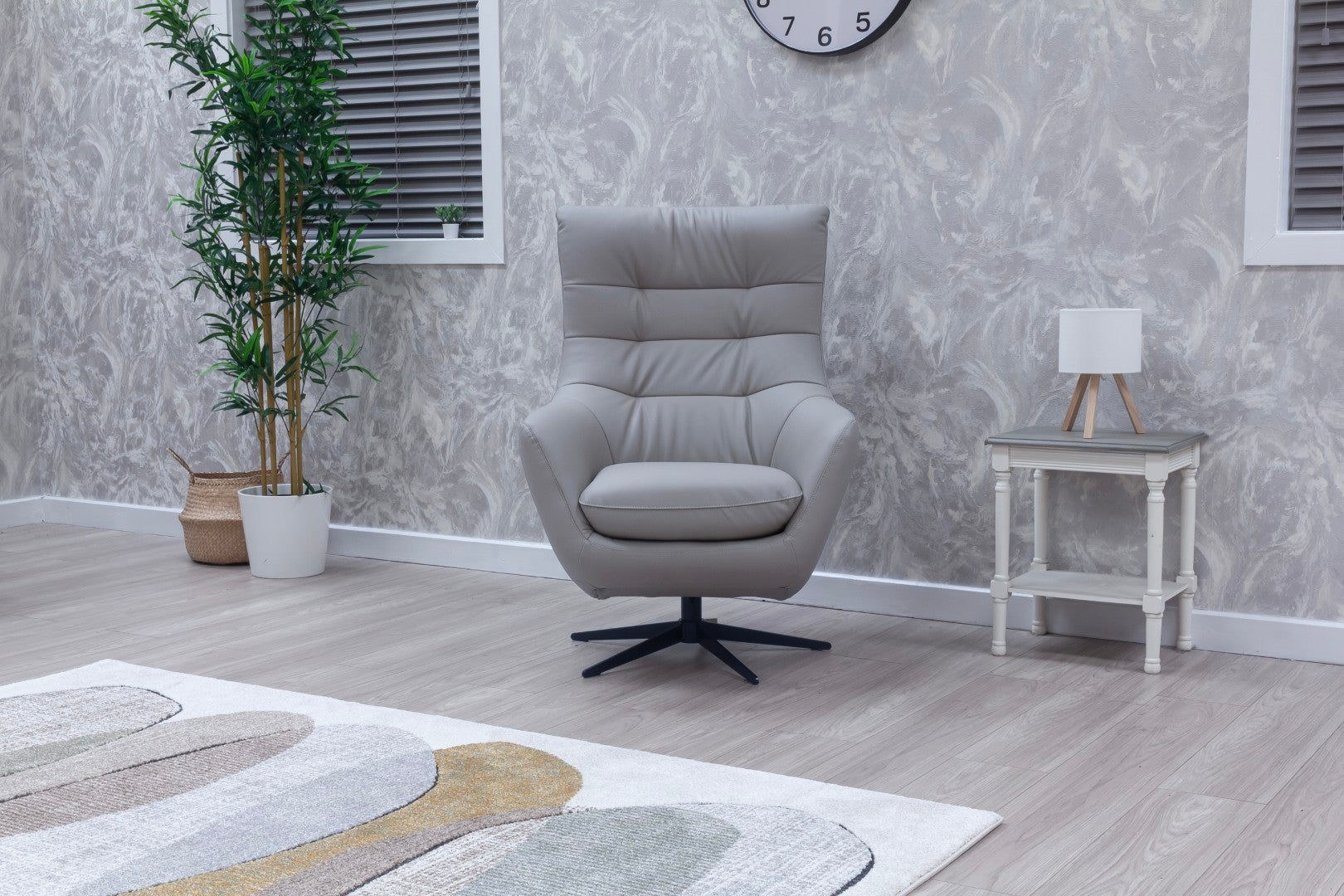 Orbit Occasional Swivel Chair – Modern Lounge Accent Chair in Pearl Grey