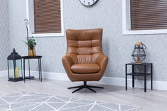 Orbit Occasional Swivel Chair – Modern Lounge Accent Chair in Saddle Brown
