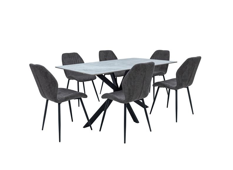 Bardo Grey Stone Dining Set – Modern Fixed Stone Effect Dining Table With Chairs Or Bench