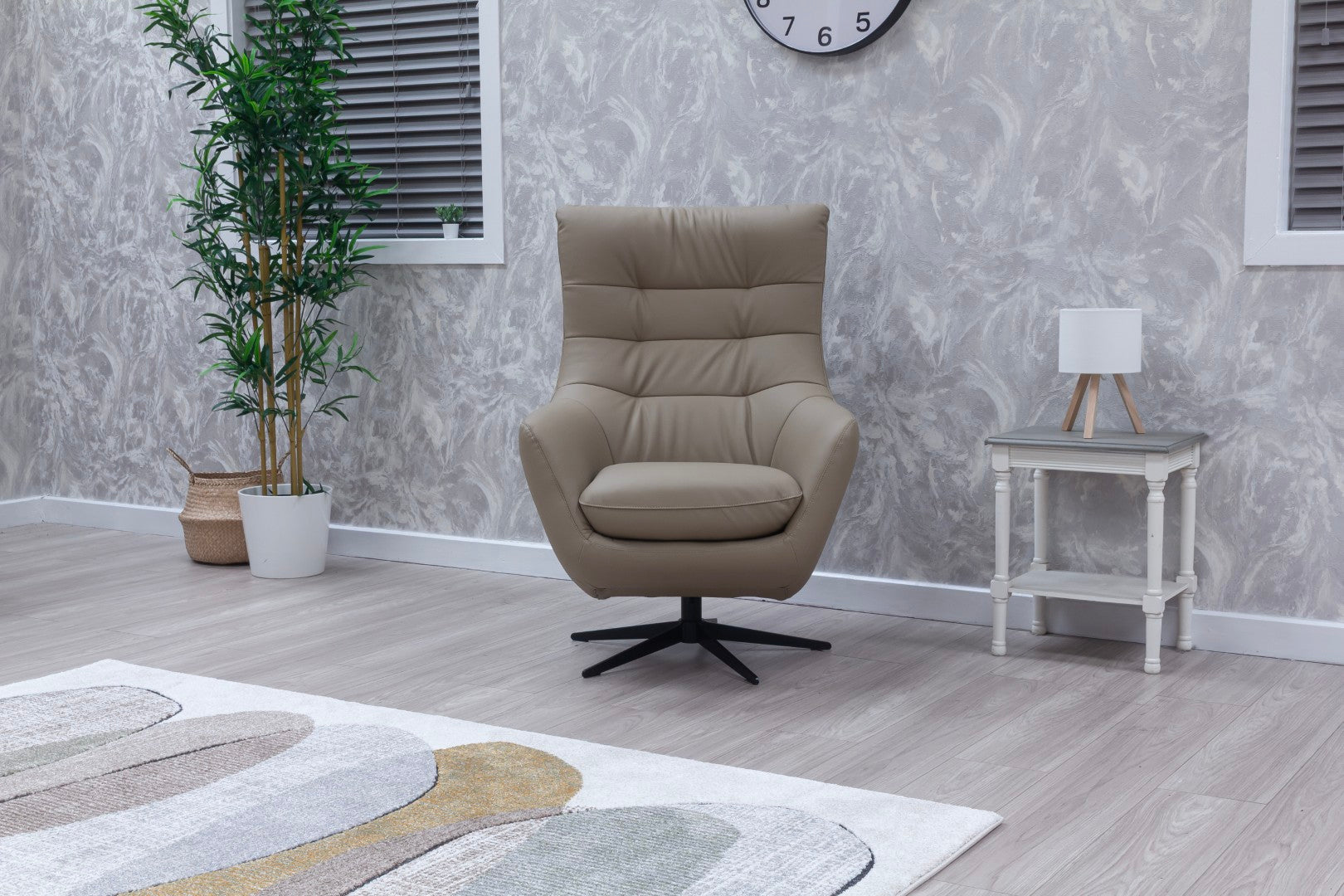Orbit Occasional Swivel Chair – Modern Lounge Accent Chair in Bisque