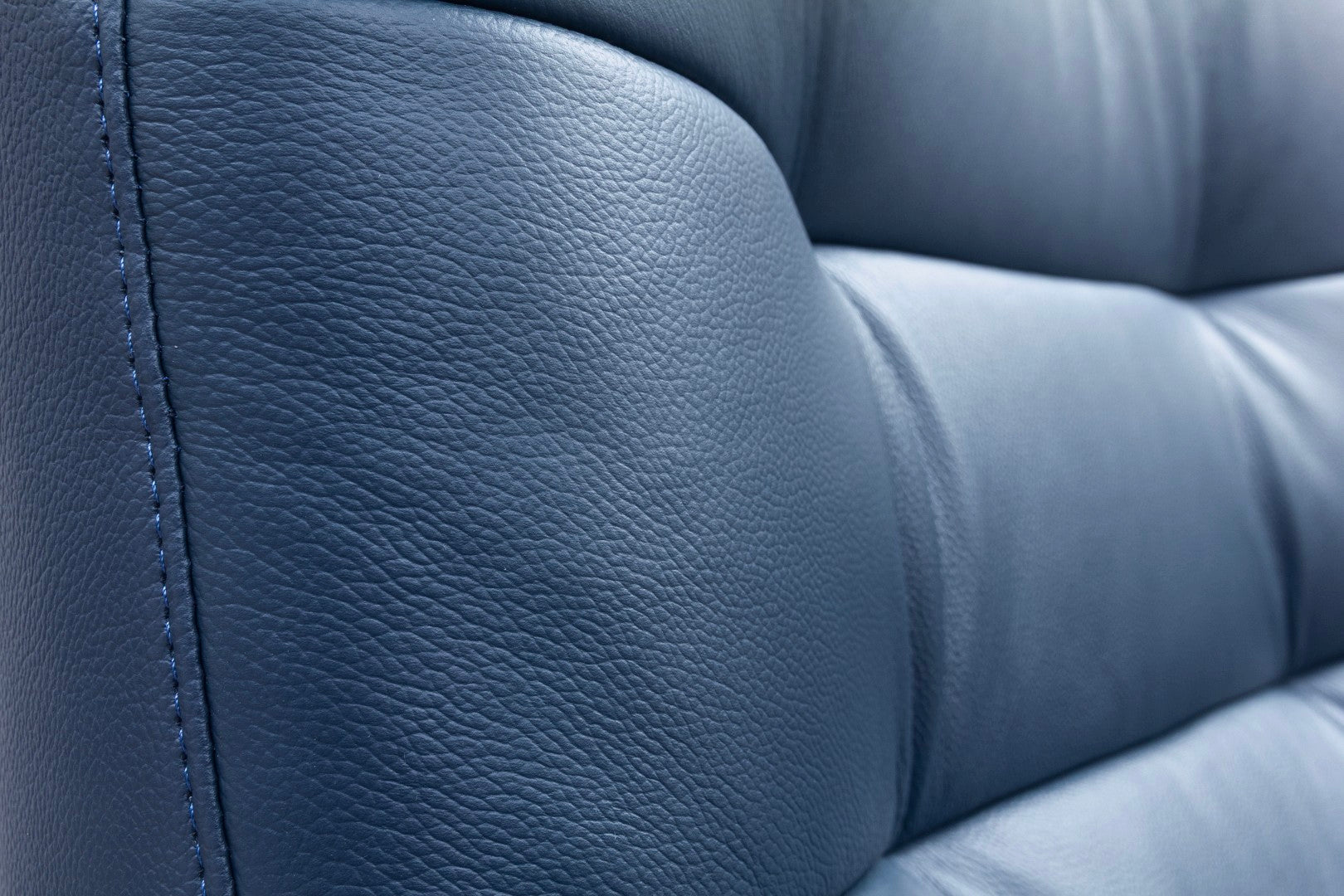 Torino Half-Leather Powered Sofa & Orbit Swivel Chair – Luxury Electric Sofa Group In Navy