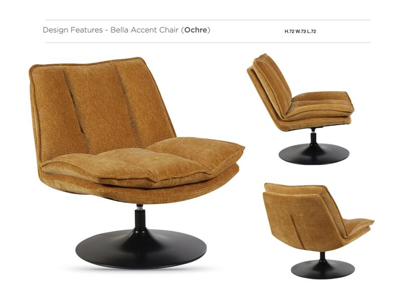 Bella Fabric Swivel Chair - Ochre