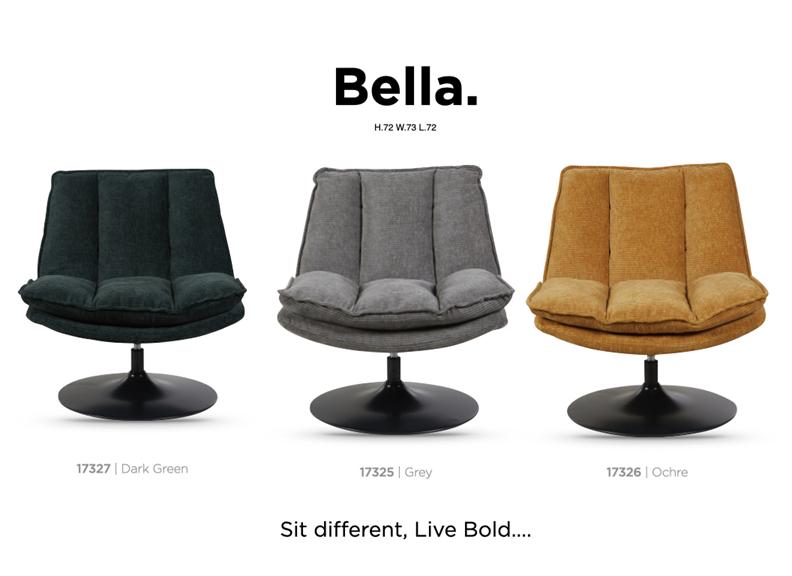 Bella Fabric Swivel Chair - Ochre