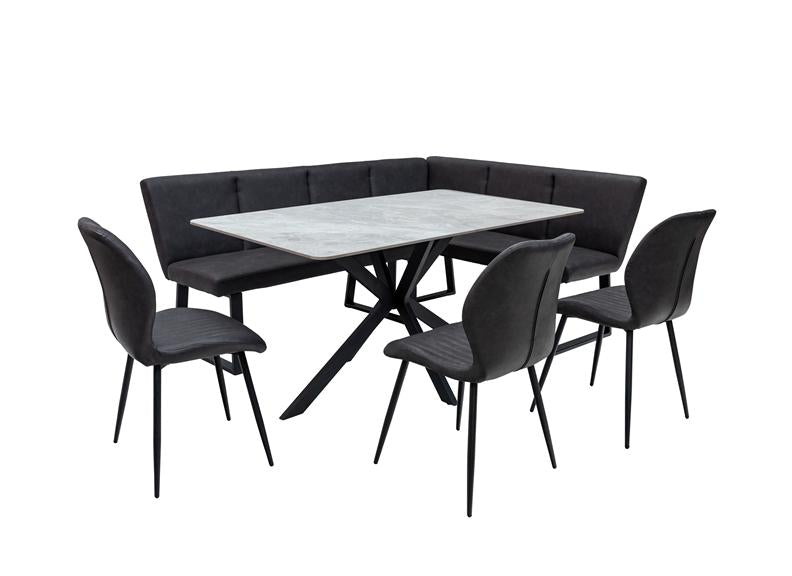 Bardo Grey Stone Dining Set – Modern Fixed Stone Effect Dining Table With Chairs Or Bench